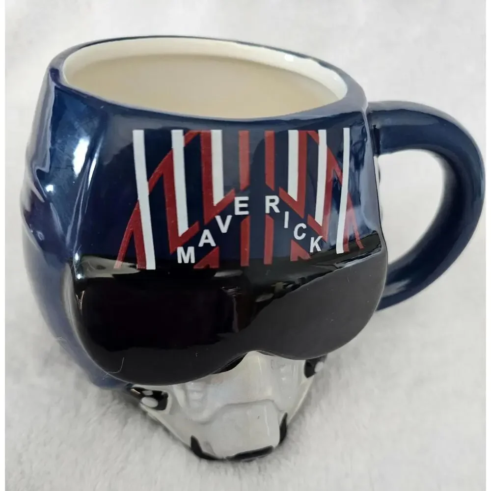 2020 Top Gun Navy Pilot Maverick Helmet Coffee Mug Cup Blue 4" Ceramic 20oz - Picture 10 of 10